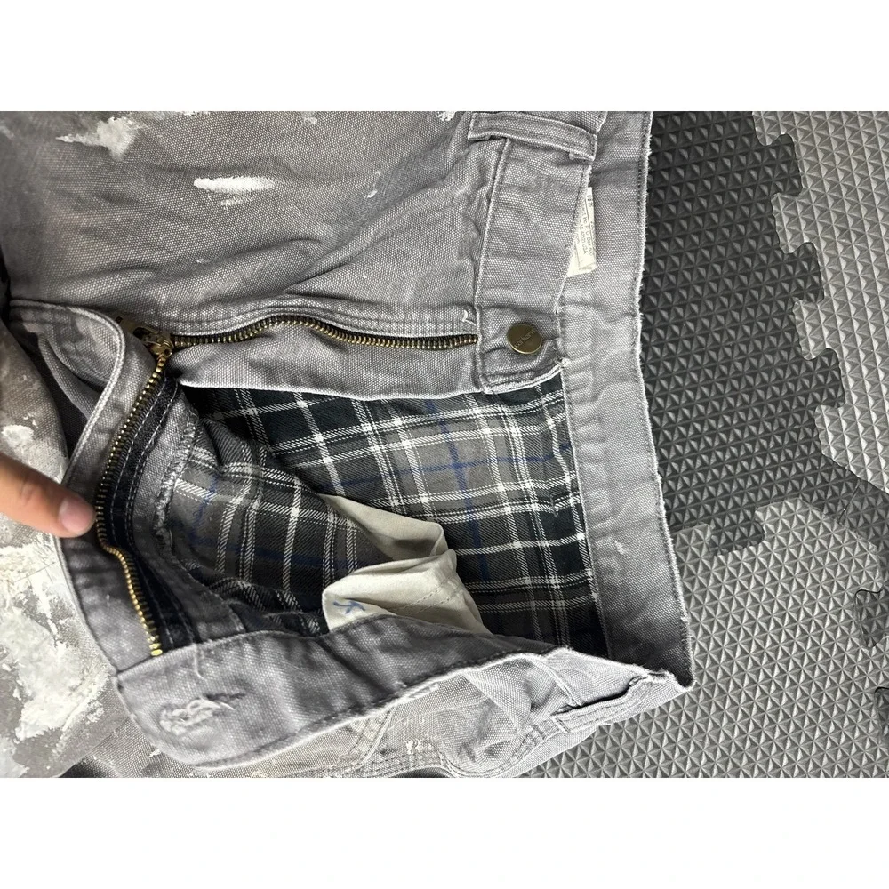 Carhartt Men's Gray Original Fit Flannel Lined Carpenter Work Pants 32x34 Paint